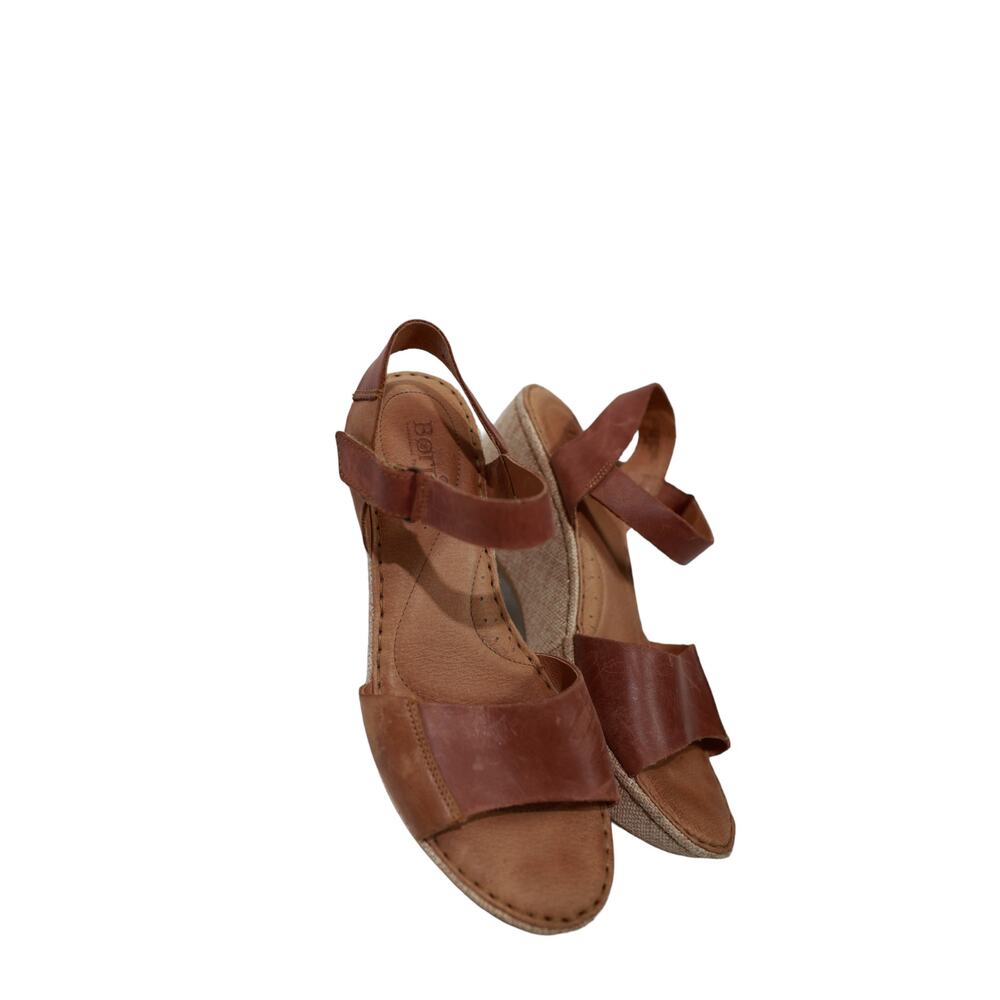 BORN‎ NECTAR RUST NATURAL LEATHER WEDGE SANDALS US 9M EUR 40 - Picture 2 of 8